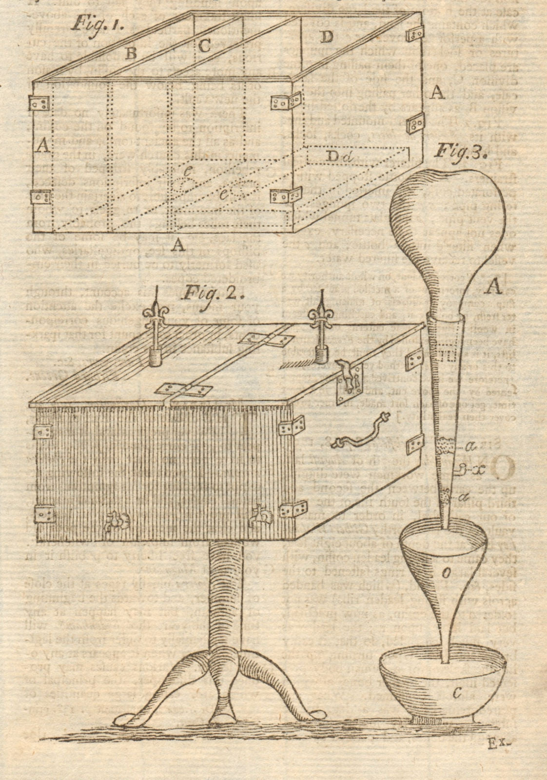 Newly invented water filtering machines. Science 1751 old antique print